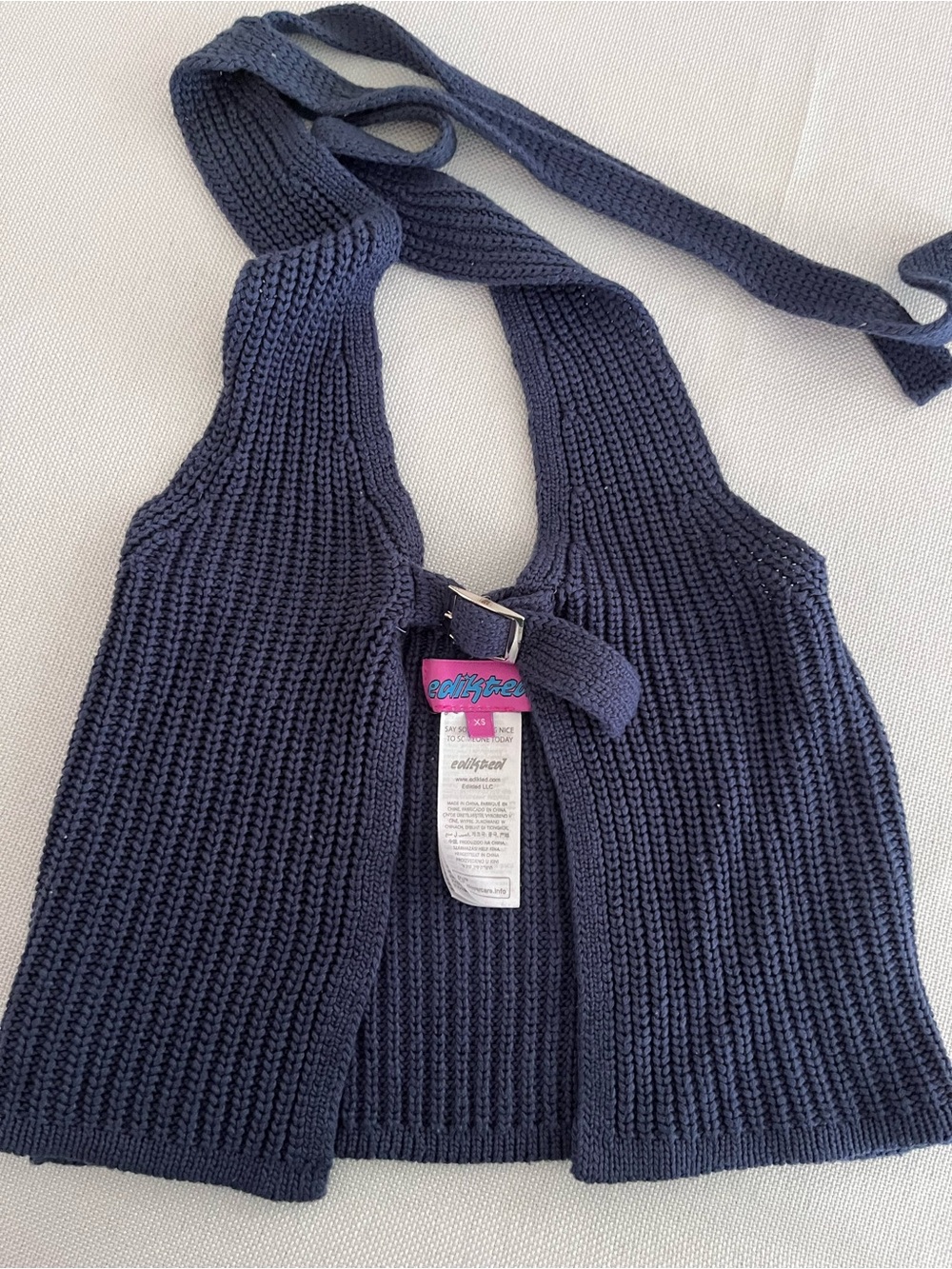 Edikted weekender blue knit halter top size XS